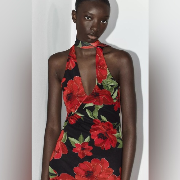 🔥🔥Zara Floral print tulle  scarf Dress - Picture 2 of 8